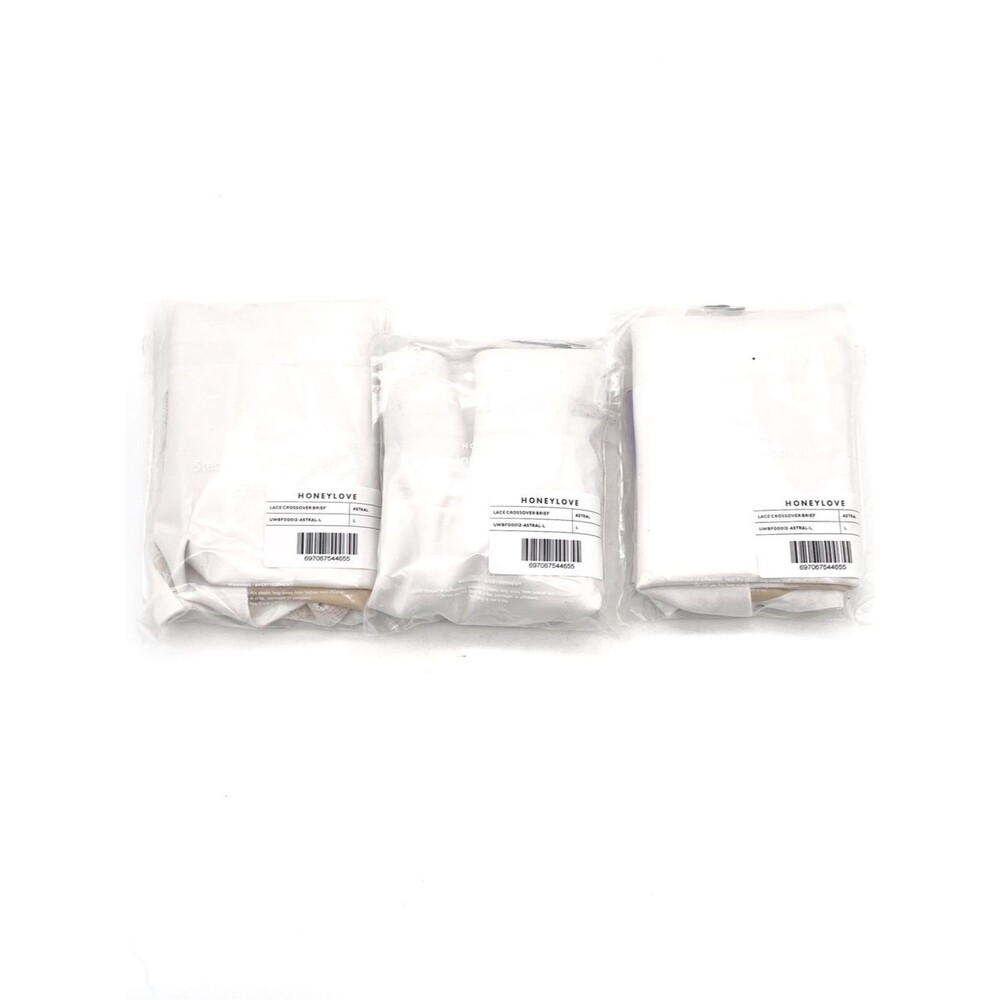 NWT Honeylove CrossOver Lace Brief Shaping Underwear White Size Large Set of 3 - Picture 3 of 14